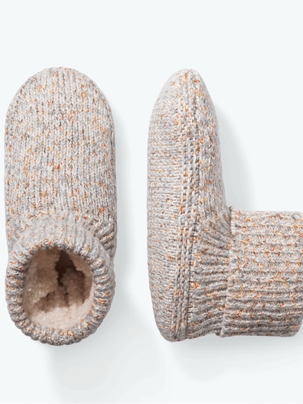 BOMBAS Gripper Slippers Sherpa Lined Beige Knit Adult Large L